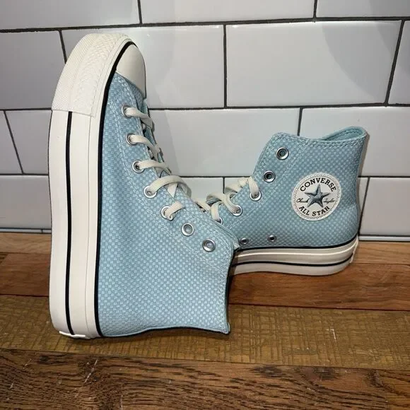 Converse Women Size 6.5 Chuck Taylor All Star Lift Hi Sneaker Infinity Pool Blue - Picture 3 of 10